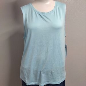 Yogalicious‎ L Iced Aqua Twist Back Sleeveless Top